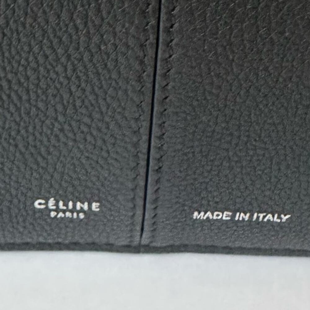 Celine Phoebe Philo Med Tri-Fold Black Shoulder Bag Grained Leather Authentic - Picture 2 of 16